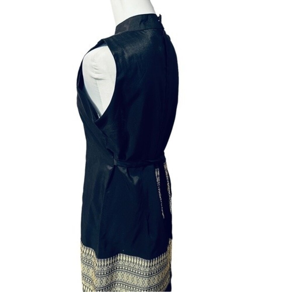 King Thai Silk Black Gold Dress Sz XL - Picture 5 of 13